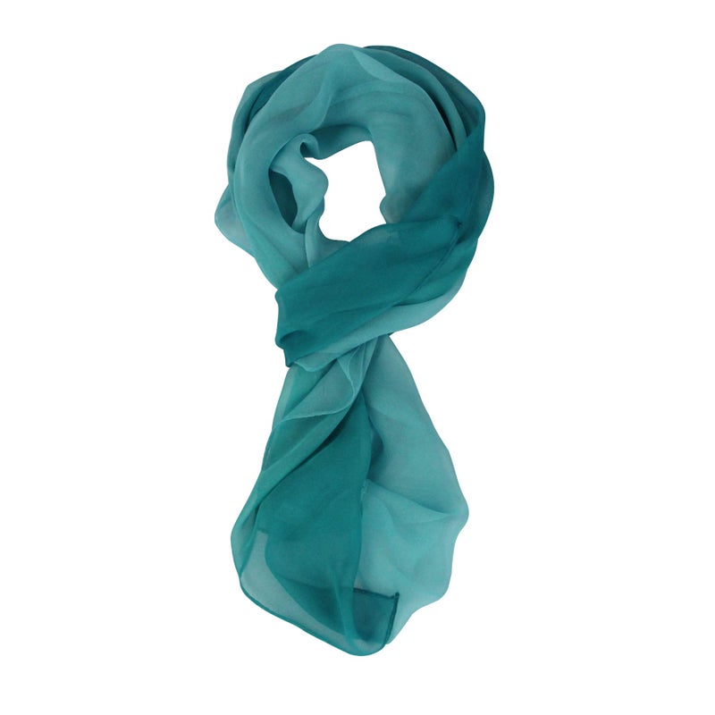 PANTONIGHT Teal Chiffon Long Scarf Gradient Green Shaded Colors Lightweight Scarf For Womens (COL 705) - Image 1